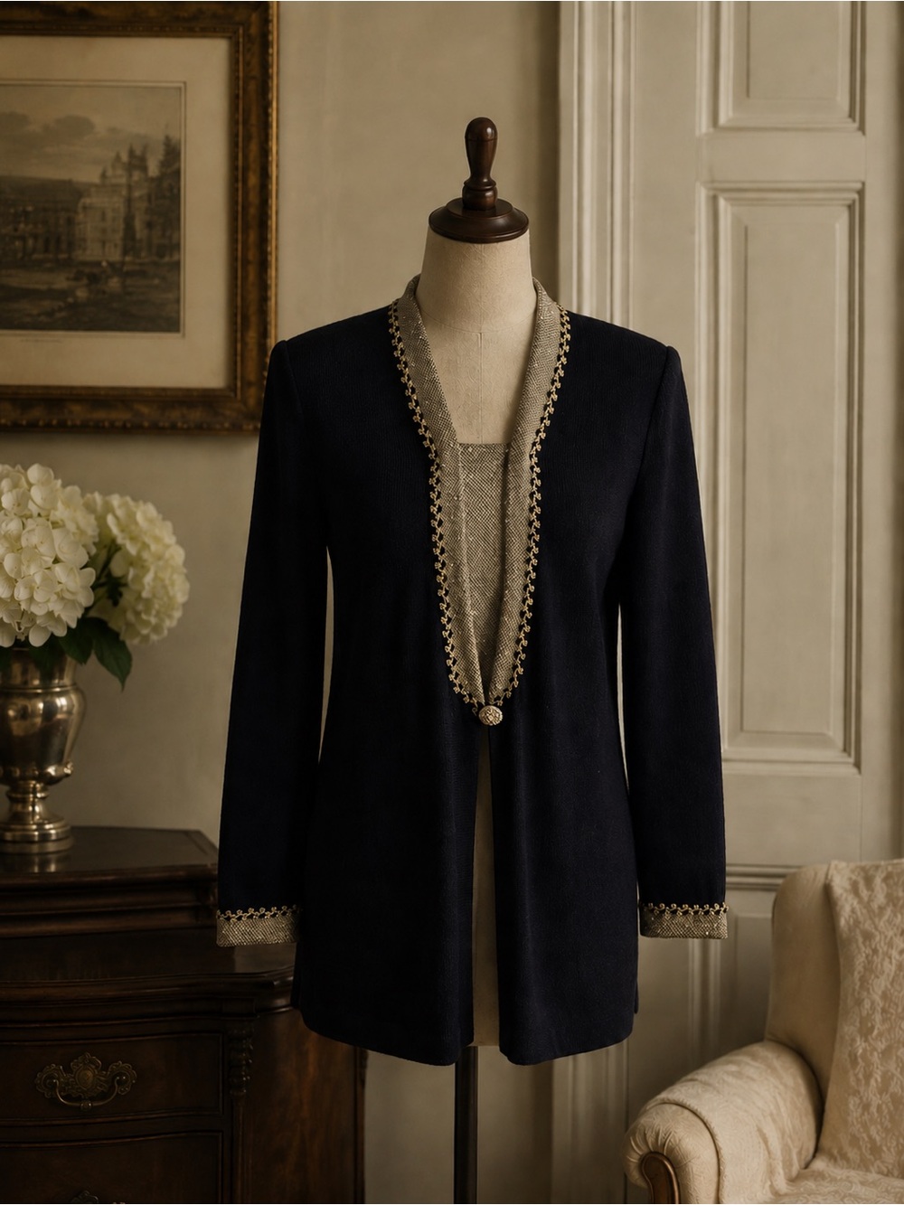 Vintage St. John Evening by Marie Gray Santana‎ Knit Embellished Jacket Size 2